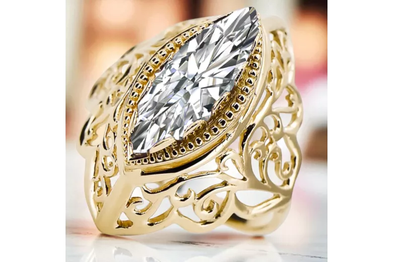 Ring Zirkon 14 Karat Gelbgold Vintage Schmuck vrc017y